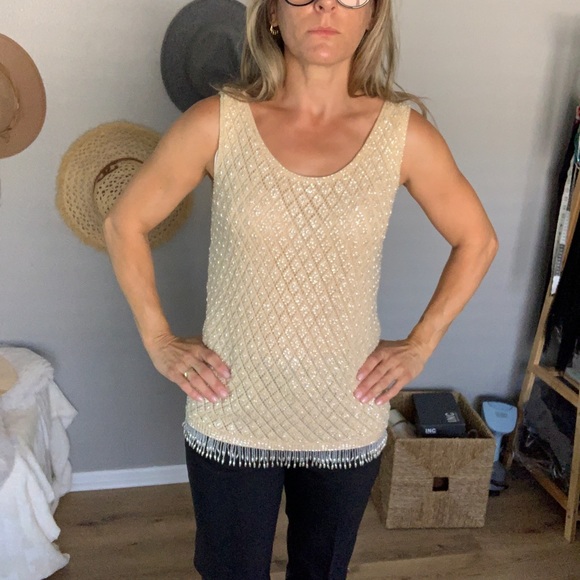 Vintage Hand Beaded Top Cyn Les - Picture 10 of 11